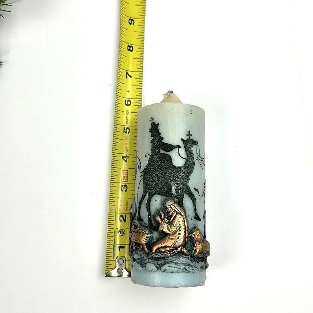 Vintage Holiday Elegance Candle Christmas Adoration Nativity Scene Silhouette
